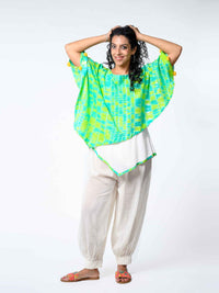 'Anastasia' Hand-dyed Shibori Pure Cotton Poncho Top