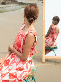 'Crimson' Hand-dyed Shibori Vegan Silk Back-knot Dress