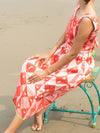 'Crimson' Hand-dyed Shibori Vegan Silk Back-knot Dress