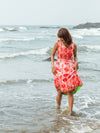 'Crimson' Hand-dyed Shibori Vegan Silk Back-knot Dress