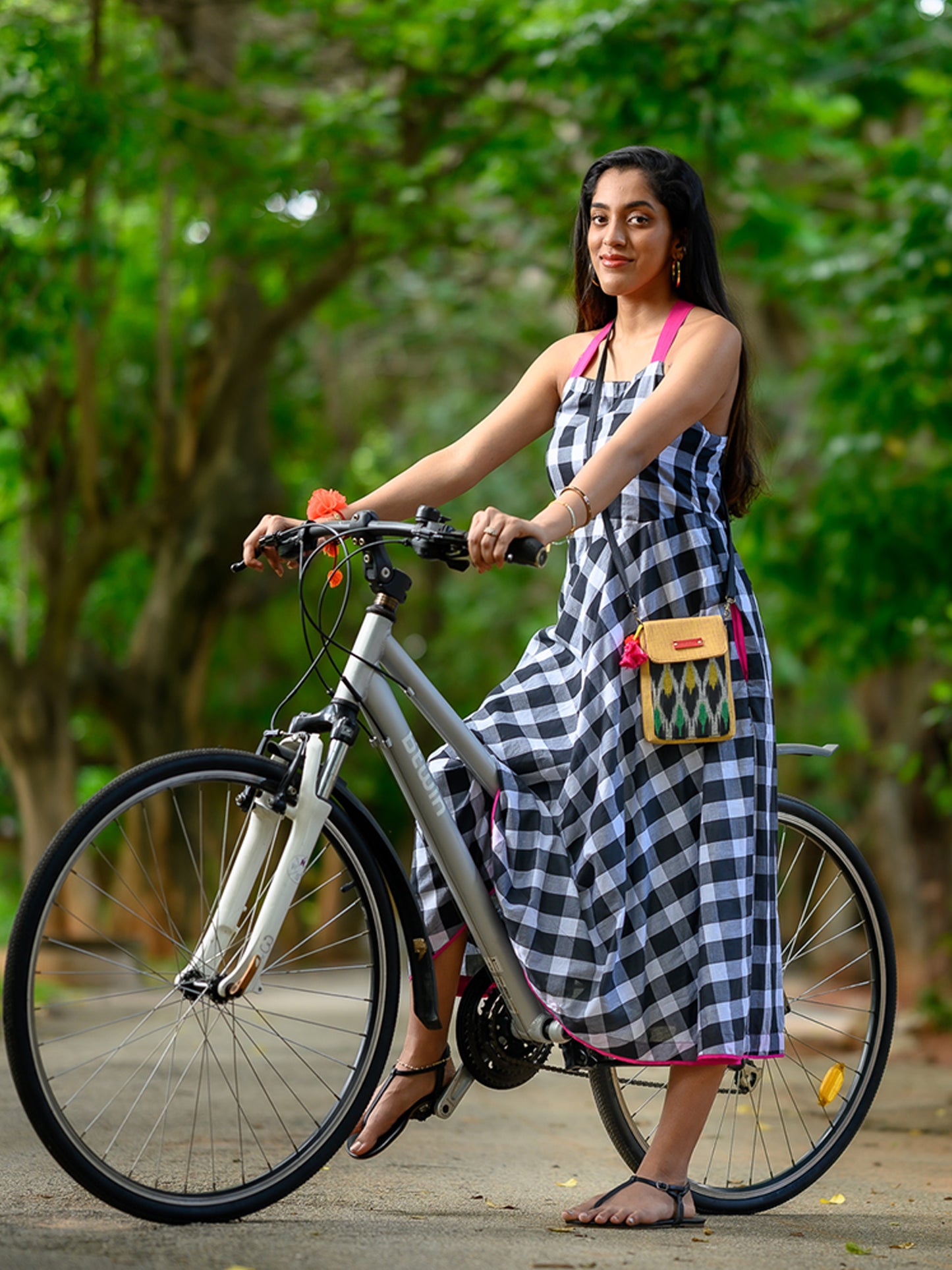 Ivy Handwoven Checkered Pure Cotton Dress