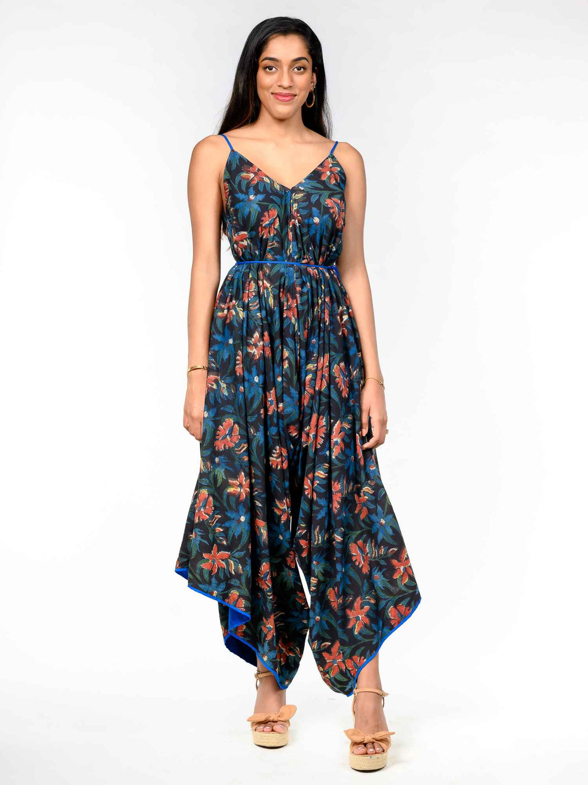 'Layla' Dabu Blockprinted Pure Cotton Jumpsuit