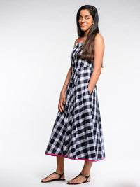Ivy Handwoven Checkered Pure Cotton Dress
