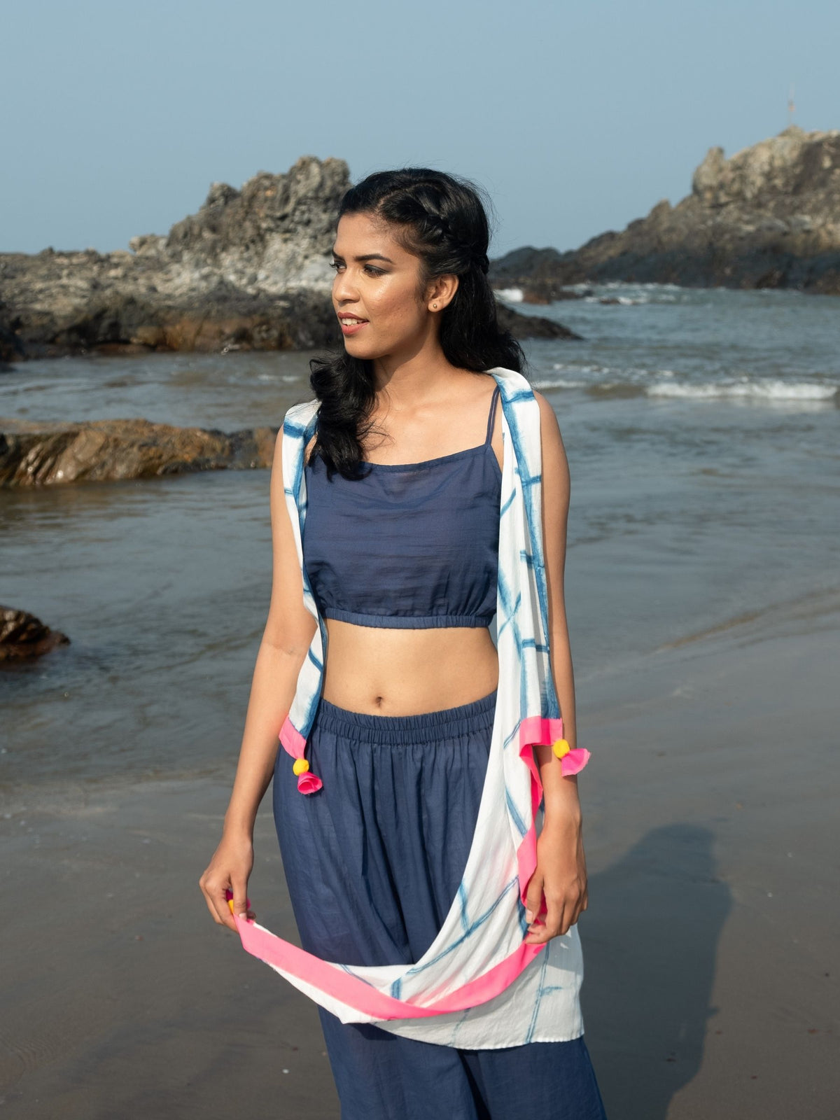 'Ripple' Hand-dyed Shibori Vegan Silk Cape