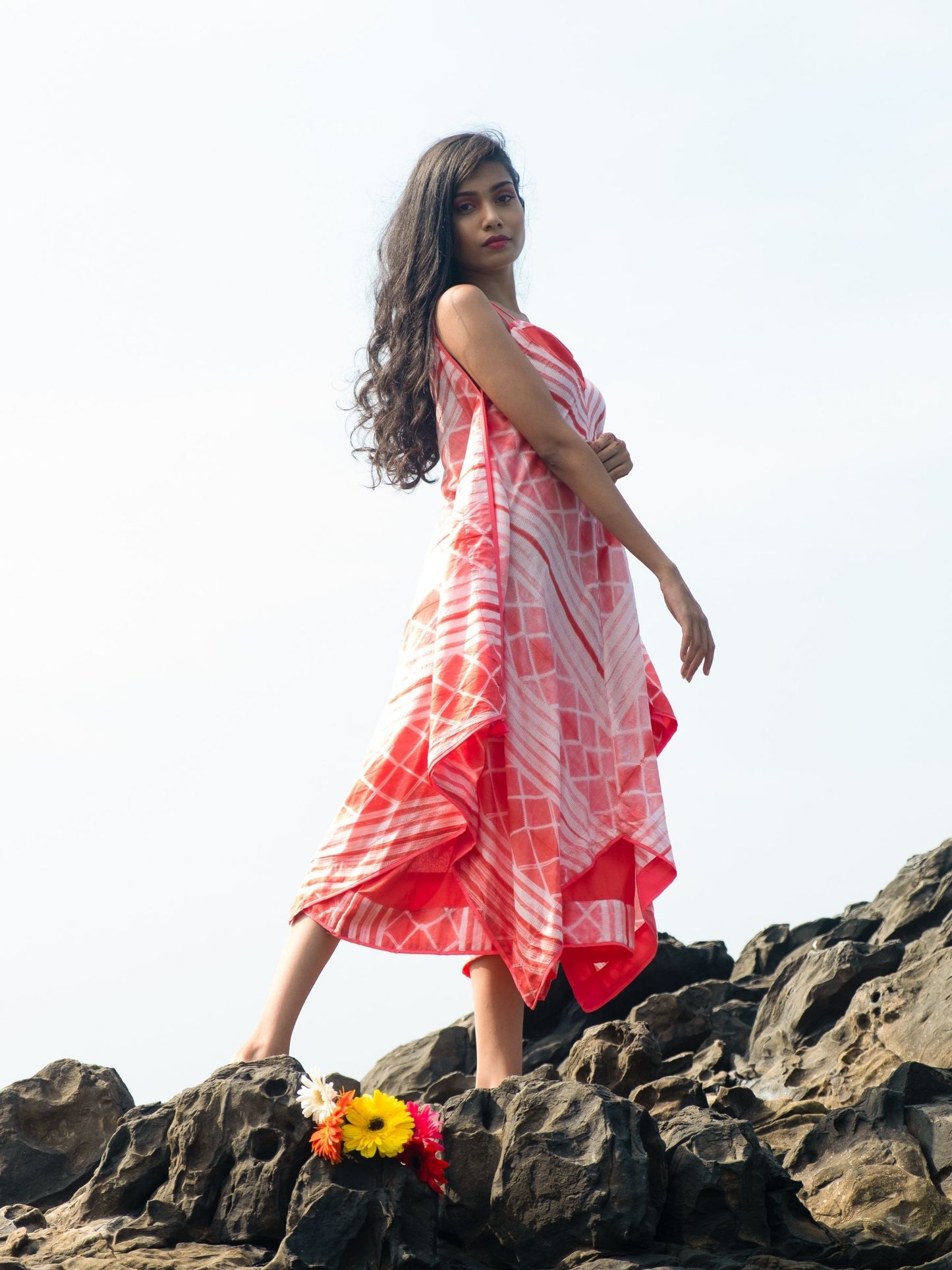 'Sangria' Hand-dyed Shibori Vegan Silk Dress