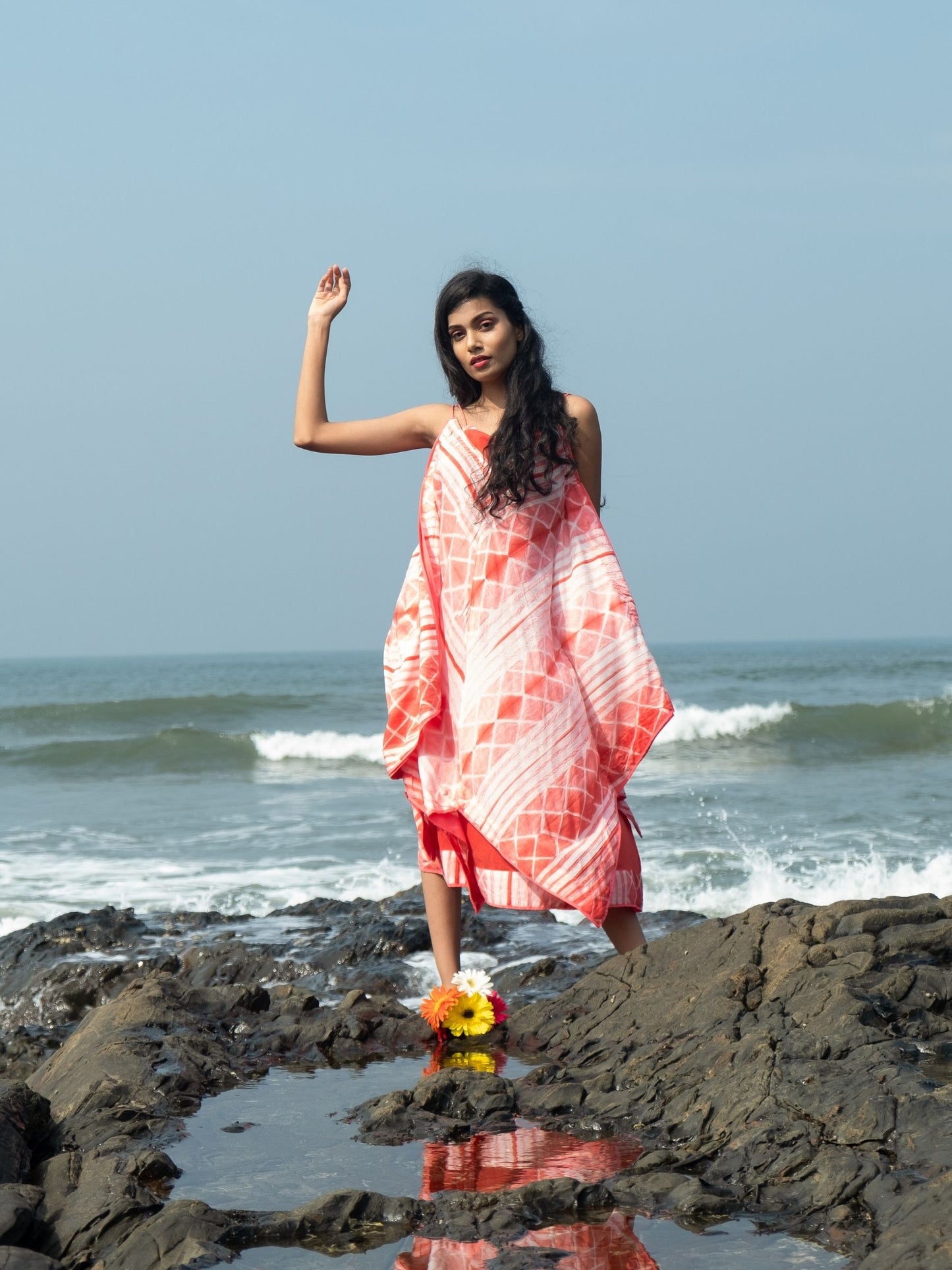 'Sangria' Hand-dyed Shibori Vegan Silk Dress