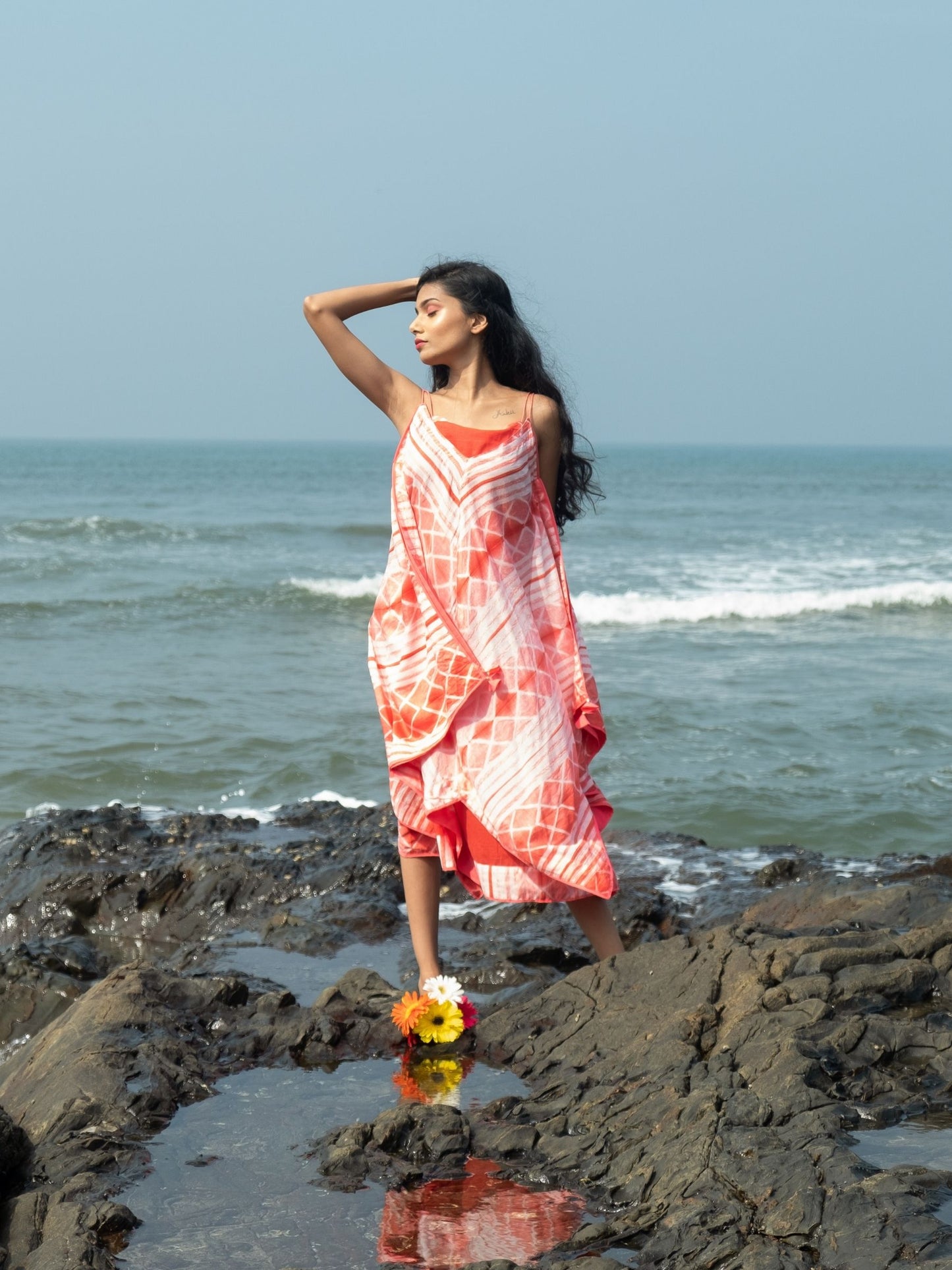 'Sangria' Hand-dyed Shibori Vegan Silk Dress