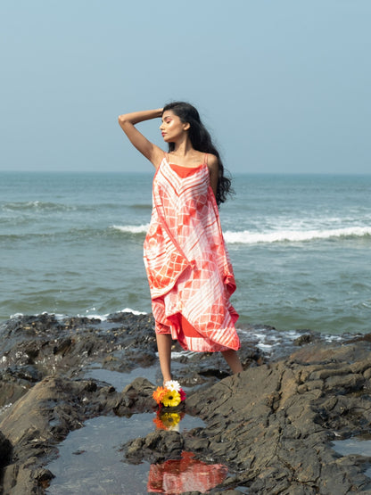 'Sangria' Hand-dyed Shibori Vegan Silk Dress