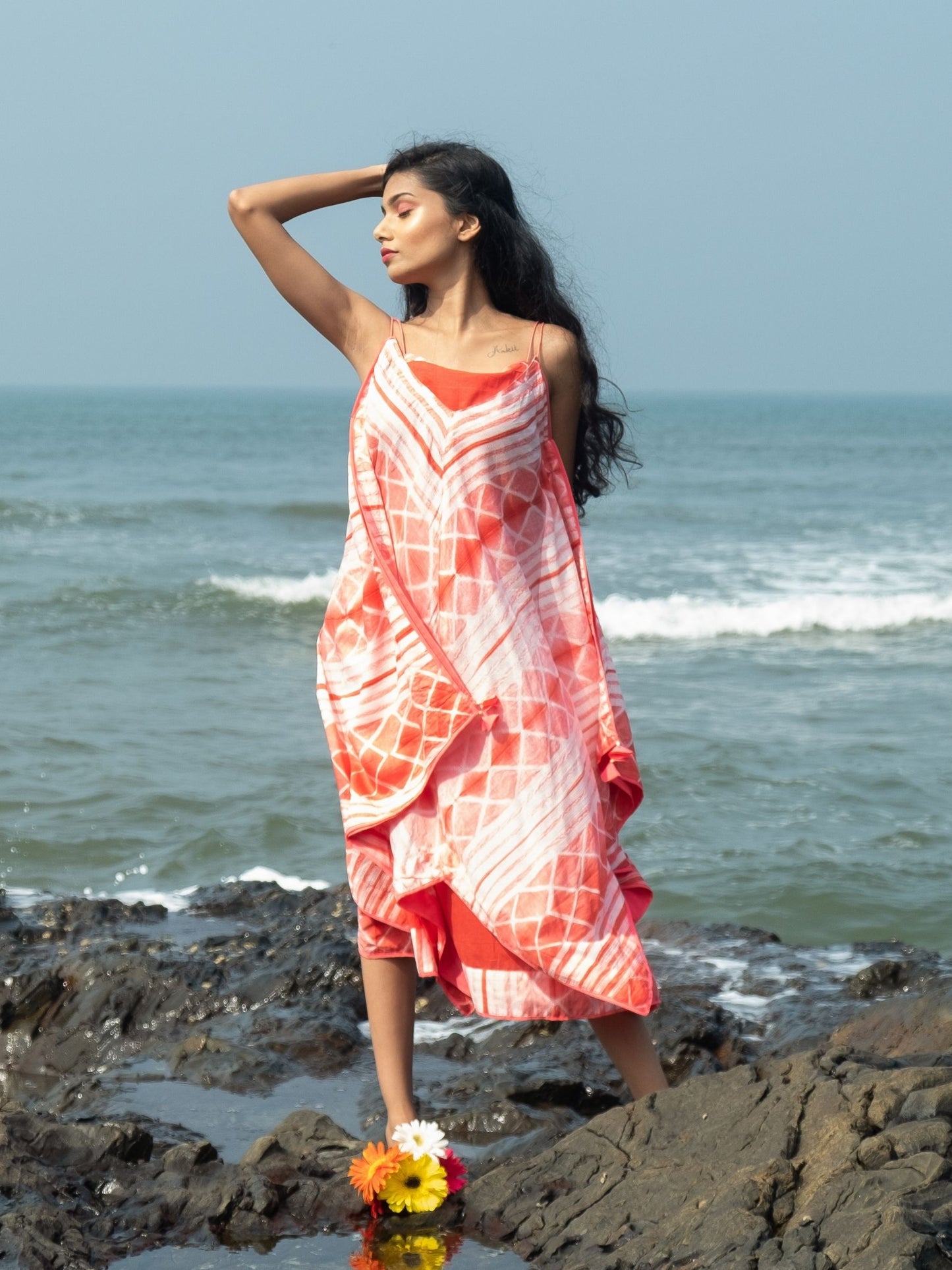 'Sangria' Hand-dyed Shibori Vegan Silk Dress